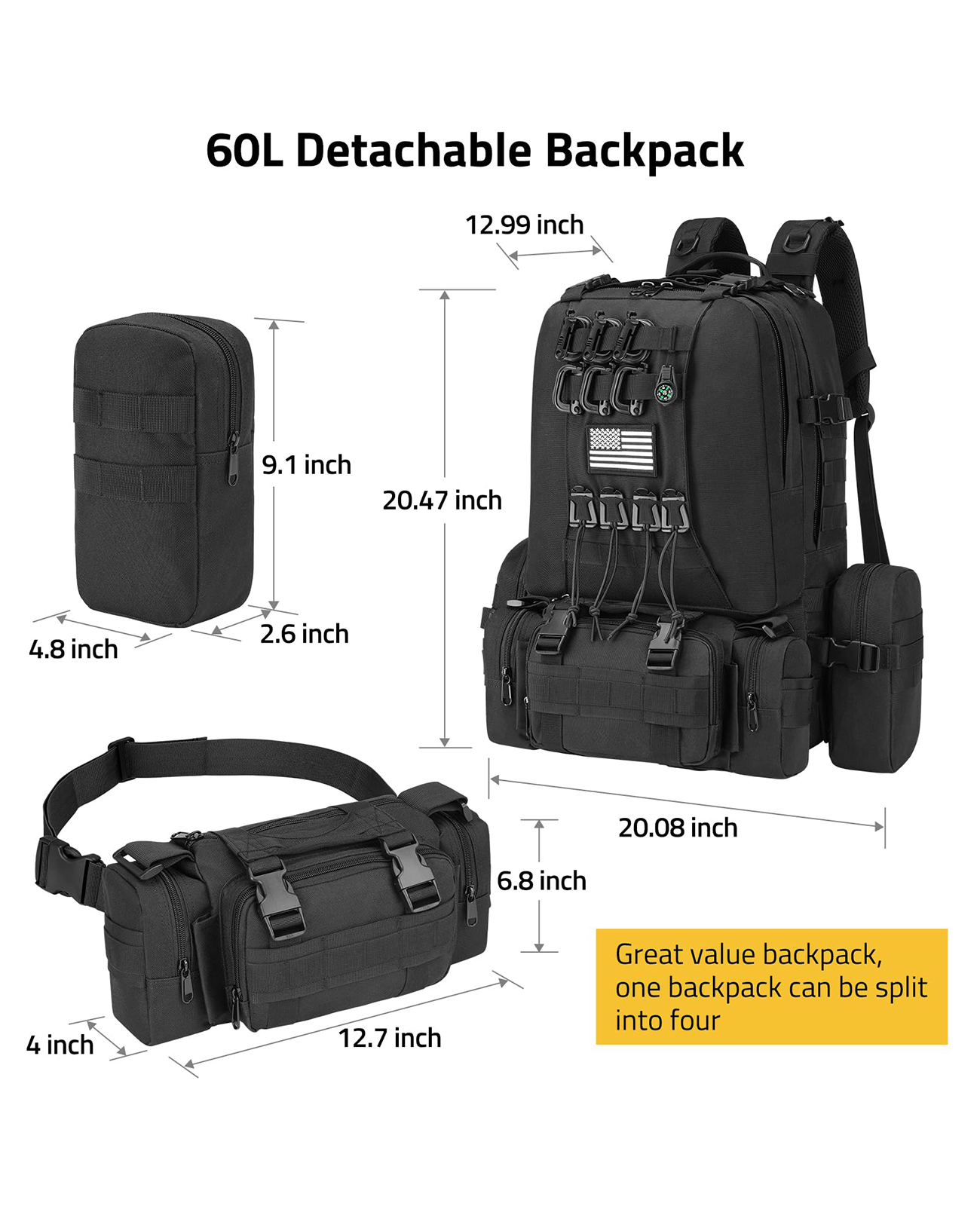 reiserucksack herren 60l CVLIFE 60L Rucksack für Herren und Damen, großer Rucksack