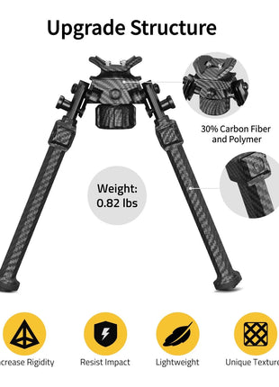 Upgrade Structure - CVLIFE 7.5-10.6 Inches Rifle Bipods Sling Stud Mount 30% Carbon Fiber