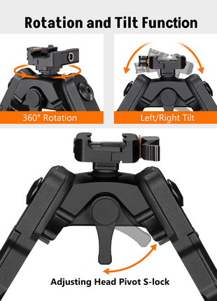 Rotation and tilt function - CVLIFE 7.5-9 Inches Picatinny Bipod with 360 Degree Rotation