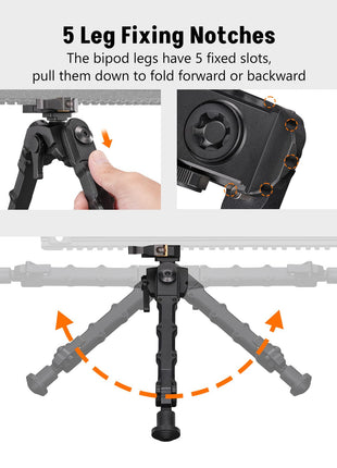 5 leg fixing notches - CVLIFE 7.5-9 Inches Picatinny Bipod with 360 Degree Rotation