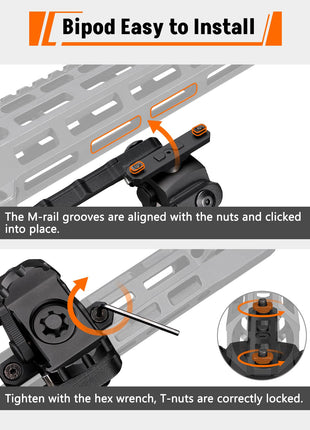 Bipod easy to install - CVLIFE 7.5-9 Inches Rifle Bipod with 360 Degree Rotation