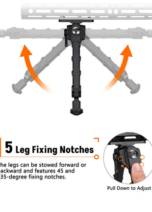 5 leg fixing notches - CVLIFE 7.5-9 Inches Rifle Bipod with 360 Degree Rotation