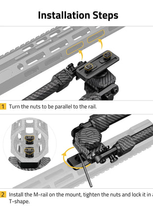 Installation Steps - CVLIFE 7.8-10.6 Inches Bipod 30% Carbon Fiber Compatible with M-Rail