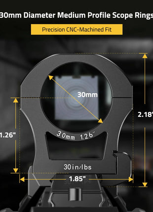30mm Diameter Medium Profile Scope Rings