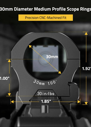 30mm Diameter Medium Profile Scope Rings