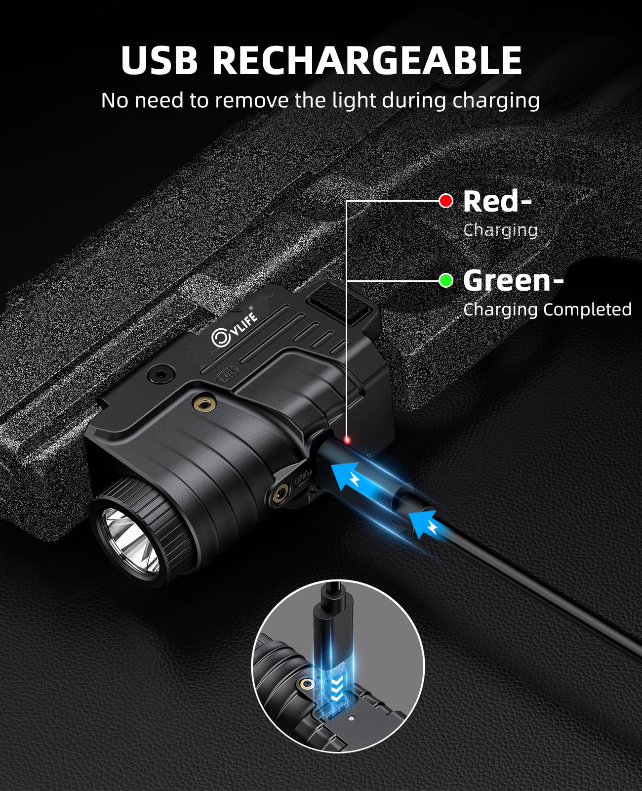 800 lm lithium flashlight rechargeable CVLIFE 800 Lumens Pistol Light Laser Combo Rechargeable