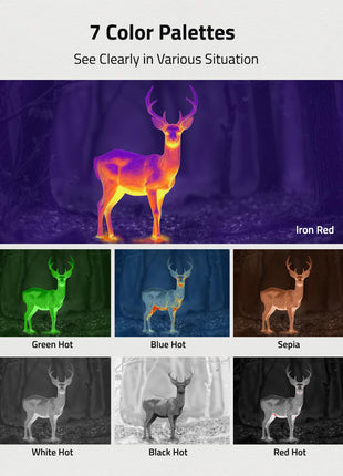 7 color palettes - CVLIFE BearMight 3.1-12.4x Thermal Scope for Hunting