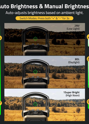 CVLIFE BearMight Motion Awake Green Dot Sight with Hood - Auto Brightness & Manual Brightness