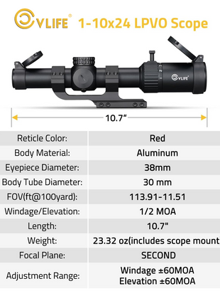 CVLIFE BearPower 1-10x24 LPVO Rifle Scope