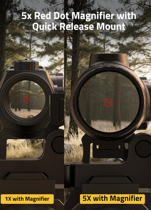 5x Red Dot Magnifier with Quick Release Mount