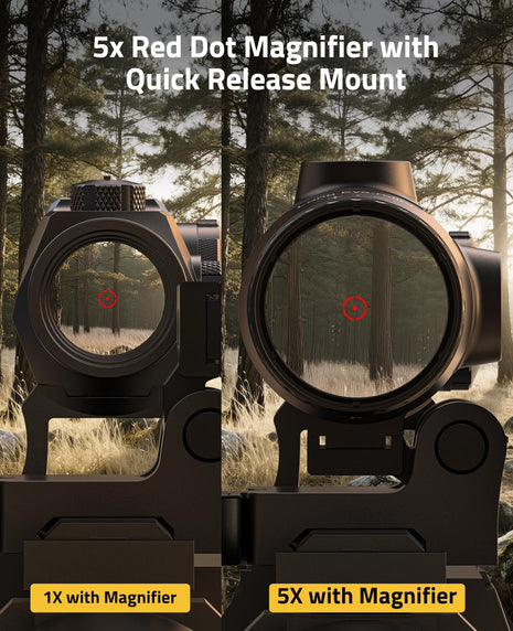 5x Red Dot Magnifier with Quick Release Mount