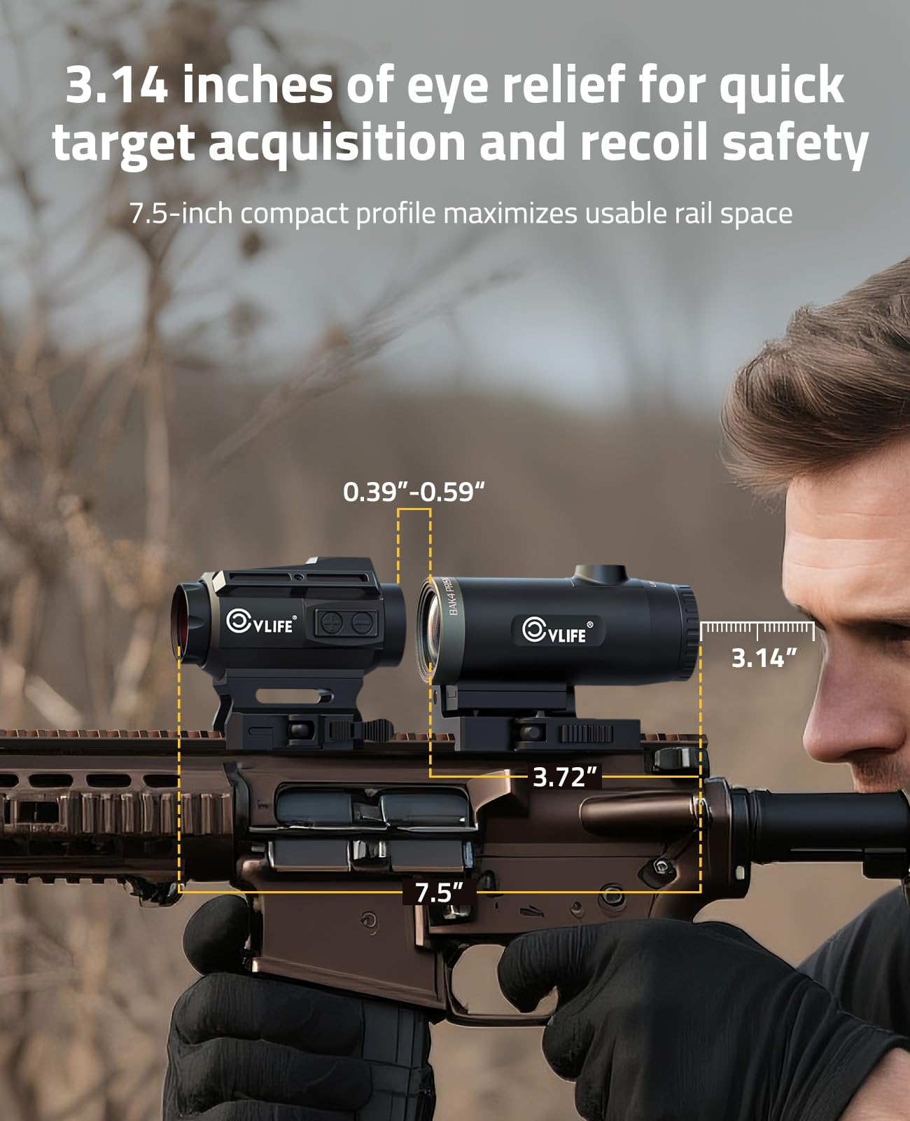 CVLIFE BearPower Solar Multi Reticle Red Dot and 5X Magnifier Combo [P