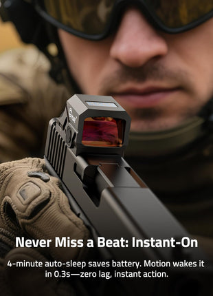 Never miss a beat: instant-on - CVLIFE BearSwift Enclosed Solar red dot Sight