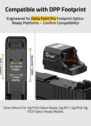 Compatiple with DPP footprint - CVLIFE BearSwift Enclosed Solar red dot Sight