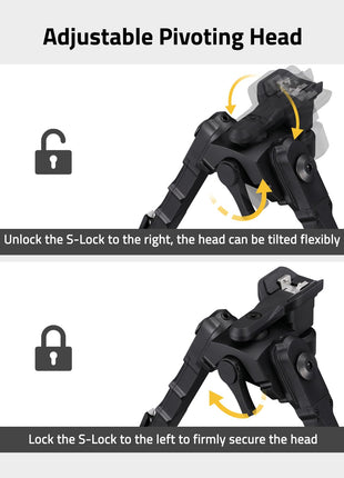 Adjustable pivoting head - CVLIFE Bipods for Rifles Tiltable Swivel Rifle Bipod