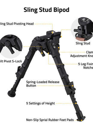 Sling stud bipod - CVLIFE Bipods for Rifles Tiltable Swivel Rifle Bipod