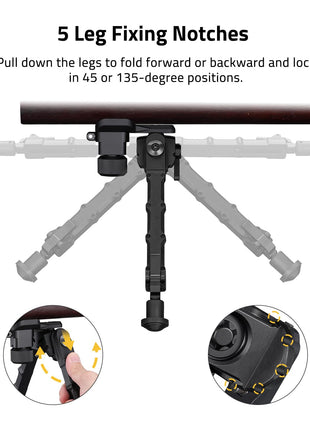 5 leg fixing notches - CVLIFE Bipods for Rifles Tiltable Swivel Rifle Bipod