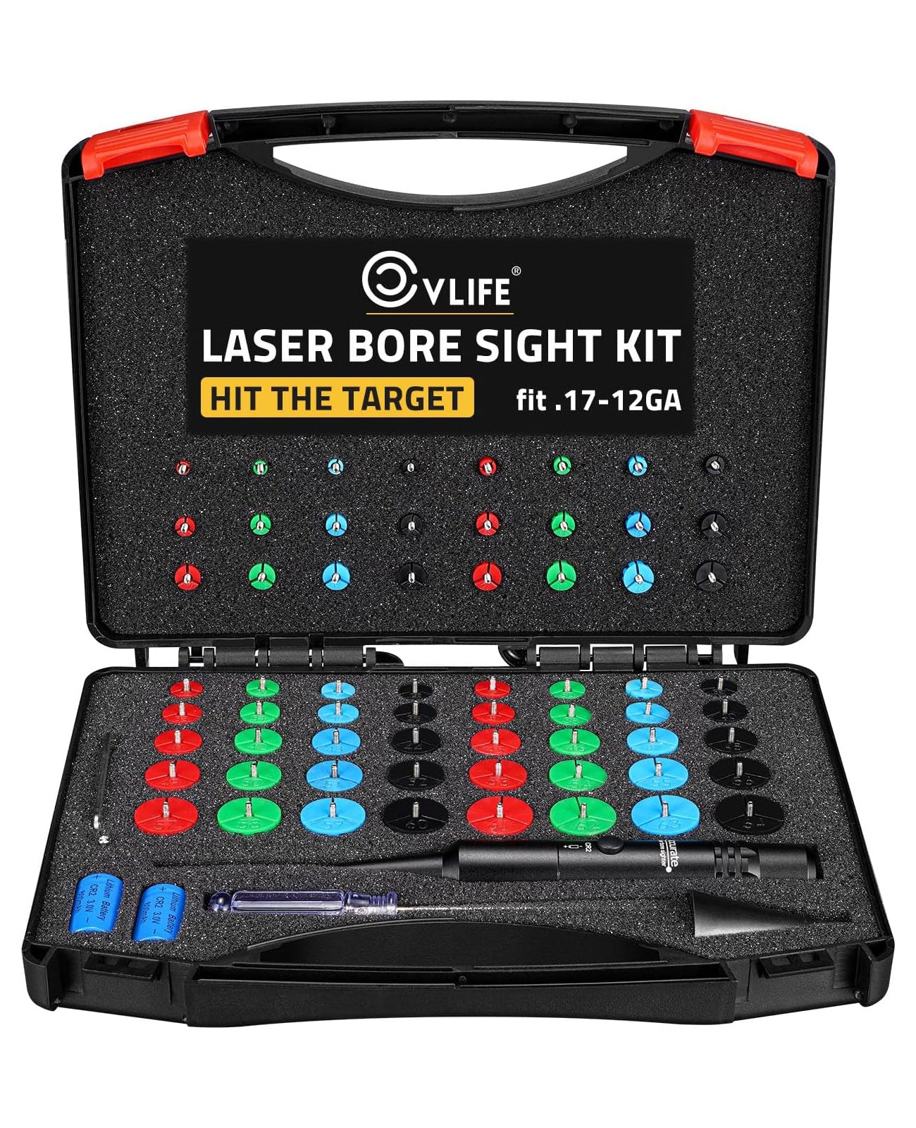 AIMLASER フルセット CVLIFE Bore Sight Laser Kit with 64 Adapters fit 0.17 to 12GA Calibers