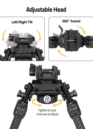 Adjustable head - CVLIFE Carbon Fiber Bipod for M-Rail Sling Stud Picatinny