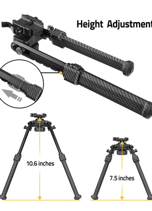 Height adjustment - CVLIFE Carbon Fiber Bipod for M-Rail Sling Stud Picatinny