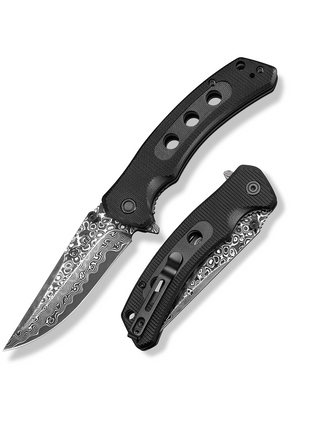 CVLIFE Damascus Pocket Folding Knife 3.26 Inches Sharp Blade - Black