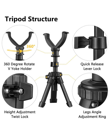 CVLIFE Durable Adjustable Height 7.5" - 15" Rifle Shooting Tripod - Global