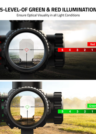 5-LEVEL-OF ILLUMINATION - CVLIFE EagleFeather 1-4x24 LPVO CQB Rifle Scope with Mount
