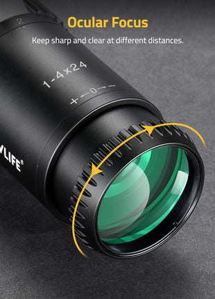 OCULAR FOCUS - CVLIFE EagleFeather 1-4x24 LPVO CQB Rifle Scope with Mount