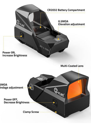 CVLIFE EagleFeather 2 MOA Dot Reflex Sight con movimiento despierto
