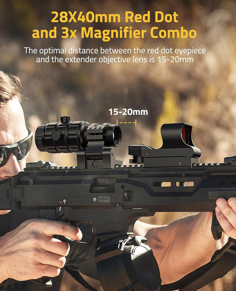 CVLIFE 28X40mm Red Dot and 3X Magnifier Combo