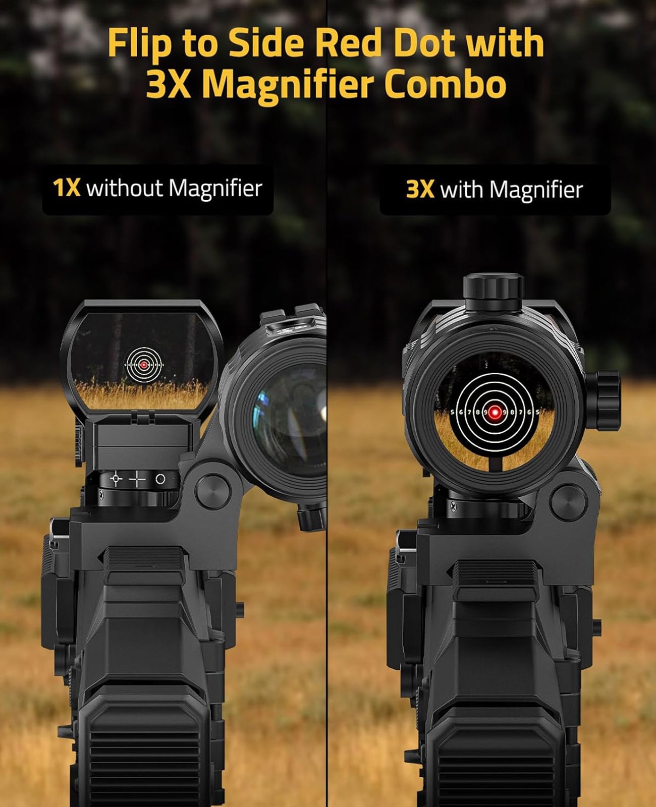 CVLIFE EagleFeather S02 Multiple Reticle Red Dot and Magnifier Combo