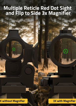 Flip to side 3x magnifier - CVLIFE EagleTalon Auto-Brightness Red Dot 3X Magnifier Combo