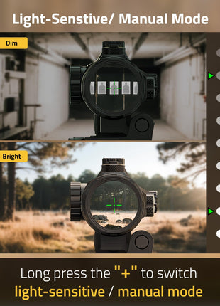 Light-senstive/manual mode - CVLIFE EagleTalon Auto-Brightness Red Dot 3X Magnifier Combo