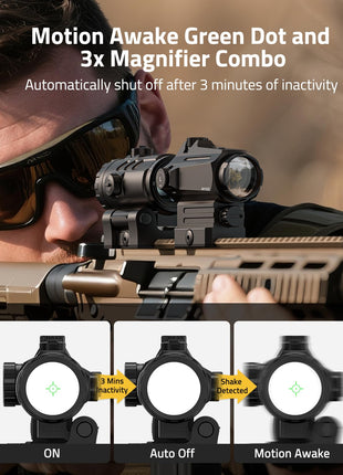 Motion awake - CVLIFE EagleTalon Auto-Brightness Red Dot 3X Magnifier Combo