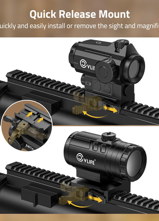 Quick release mount - CVLIFE EagleTalon Auto-Brightness Red Dot 3X Magnifier Combo