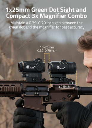 Size - CVLIFE EagleTalon Auto-Brightness Red Dot 3X Magnifier Combo