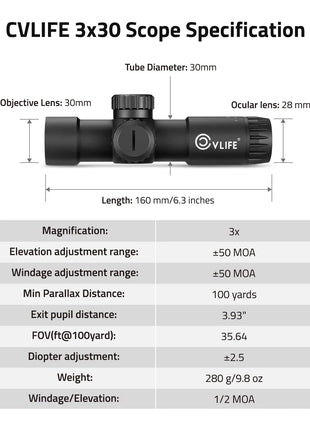 CVLIFE 3x30 Scope Specification