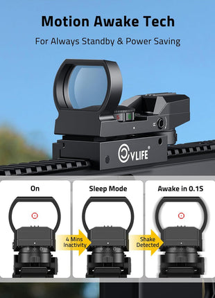 CVLIFE FoxSpook Multi Reticles Green & Red Dot Sight with Motion Awake Tech