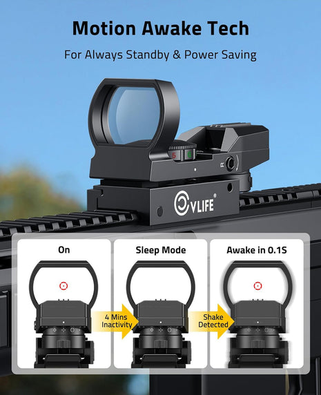 CVLIFE FoxSpook Multi Reticles Green & Red Dot Sight with Motion Awake Tech