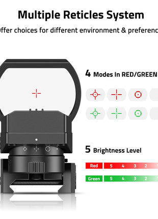 CVLIFE FoxSpook Motion Awake Green & Red Dot Sight with Multiple Reticles System
