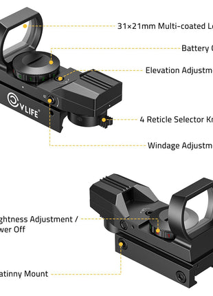Details of CVLIFE FoxSpook Motion Awake Multi Reticle Green & Red Dot Sight