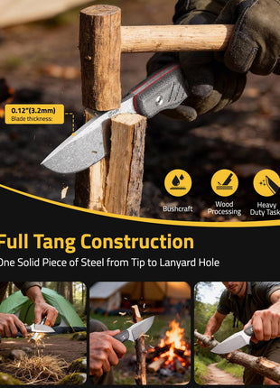 Full Tang Construction - CVLIFE Full Tang Fixed Blade Knife with Kydex Sheath