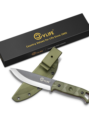 CVLIFE Full Tang Fixed Blade Knife with Sheath - green