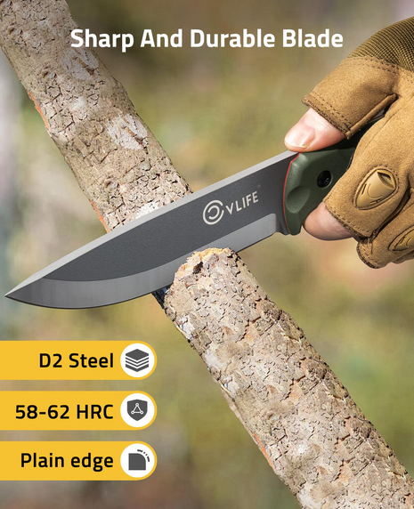 CVLIFE Full Tang Fixed Blade Knife has sharp and durable blade