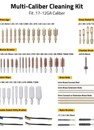 Multi-caliber cleaning kit - CVLIFE Gun Rifle Cleaning Kit Fit .17 to 12GA