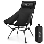 CVLIFE High Back Folding Camping Chair with Stable Design - Black