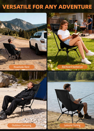 VERSATILE FOR ANY ADVENTURE - CVLIFE High Back Folding Camping Chair with Stable Design