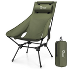 CVLIFE High Back Folding Camping Chair with Stable Design - Green