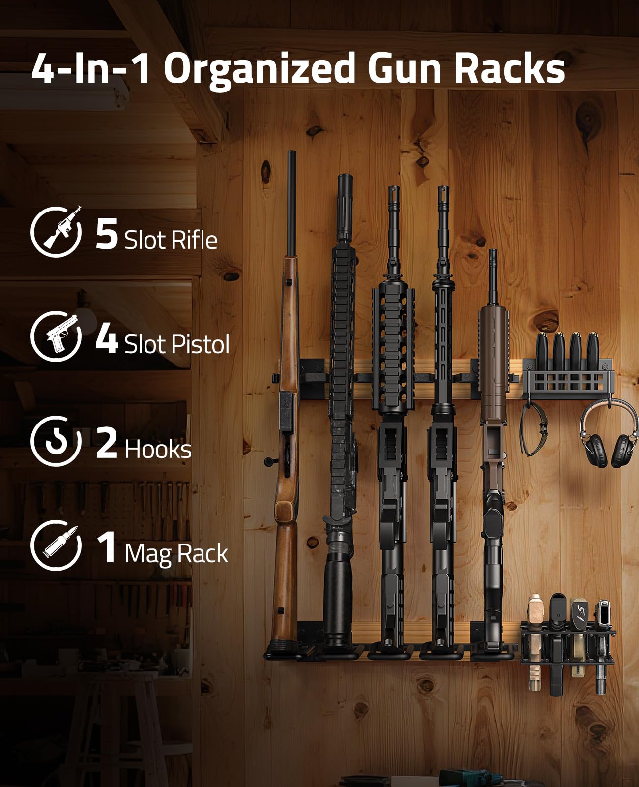 CVLIFE Indoor Gun Racks with Pistol Holder