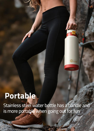 Portable - CVLIFE Insulated Stainless Steel Water Bottle with Straw